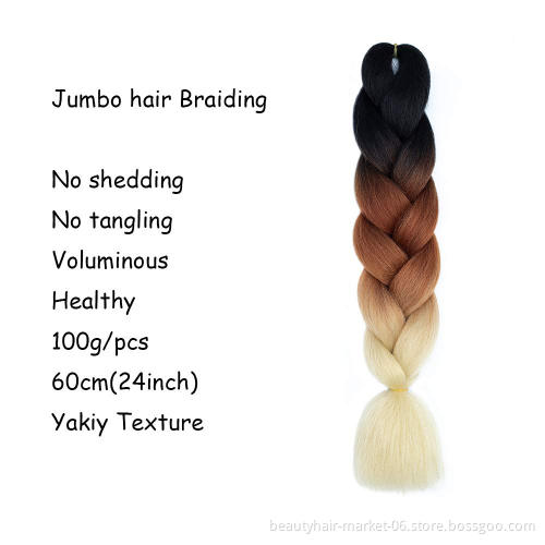 Wholesale Synthetic Prestretched Braiding Hair Crochet Extensions Yaki Ombre Color Jumbo Expression Braiding Hair